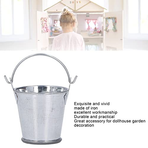 2 peças balde de ferro para casa de bonecas vívido requintado miniatura simulação balde de ferro ace