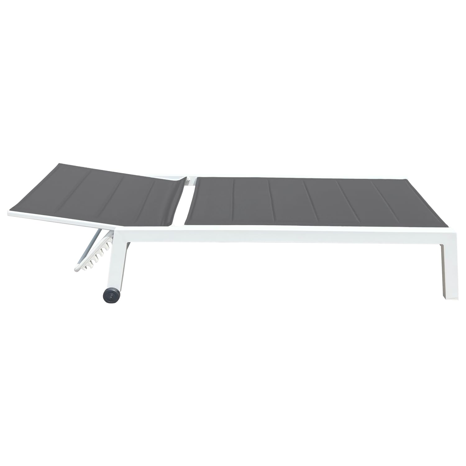 Happy Garden Set 2 Bains de Soleil Barbados en textilène Gris et Aluminium Blanc + Table d'appoint. Transat d'extérieur Multi Position.