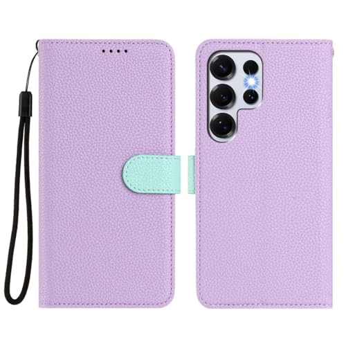 Étui Samsung S25 Ultra portefeuille magnétique violet amovible antichoc