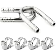 TAISHER 2PCS 304 Stainless Steel 1/2" x 1/2" Hose Barb Fittings, U Shape Joint Splicer Mender Fitting Union for Fuel/AIR/Lquid/Gas with 4PCS Hose Clamp