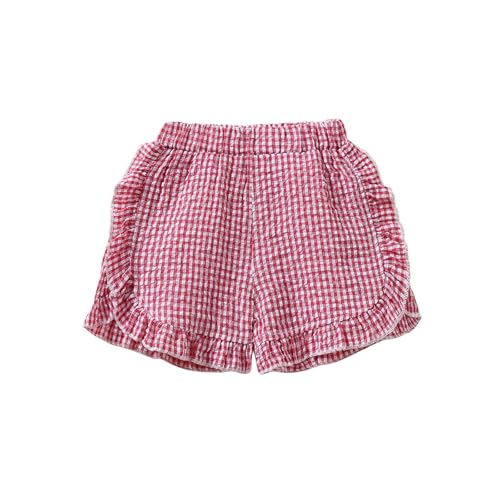 Toddler Baby Girl Ruffle Shorts Gingham Plaid/Solid Elastic Waist Shorts Pants Bottoms Casual Summer Outfit