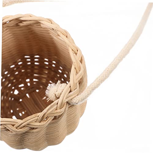 Rattan Crossbody Bag Adorable Acorn Shape Mini Hanging Basket Cute Storage Purse for Handwoven Woven Straw Photo Prop and Organizer4