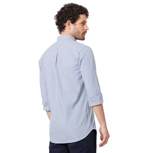 Image of KENNETH COLE New York Mens Slim Fit Cotton Spread Collar Long Sleeve Patch Pocket at Chest Casual Shirt