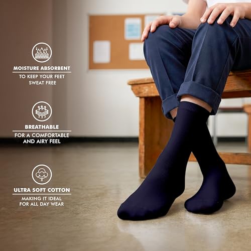 Image of Supersox Regular School Uniform Socks for Kids, Made with Breathable, Anti Odour & Moisture Absorbent Combed Cotton with a Extra Durable Welt, Ideal For All Day Wear (Pack Of 5)