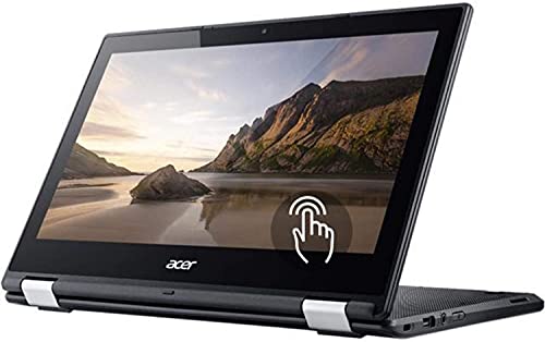 ايسر لابتوب كروم بوك R11 قابل للتحويل 2 في 1 بشاشة لمس 2 في 1 ومعالج انتل سيليرون 4GB RAM و16GB SSD وشاشة 11.6 انش وشاحن وسلك طاقة متضمن وكاميرا ويب وواي فاي ونظام تشغيل كروم او اس، اسود