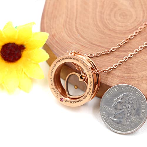 Uloveido Christian Circle Round Ring Necklace Engraved Faith As Small As A Mustard Seed Can Move Mountains Y9584