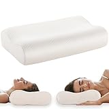 Sinomax Memory Foam Pillow, Neck Contour Cervical Orthopedic Cooling Pillow for Sleeping Side Back Stomach Sleeper, Ergonomic Bed Pillow for Neck Pain - White, Firm (Queen)