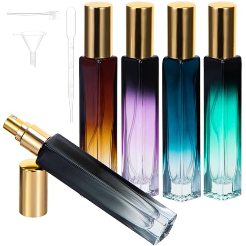 10ML Perfume Travel Refillable Spray Bottles 5pcs Set, Mini Glass Perfume Bottle Empty, Portable Cologne Atomizer Sprayer Travel Size Containers Refill Bottles Kit for Toiletries Sample Dispenser