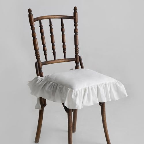 Almohada de silla francesa de algodón con volantes y lazos de alta costura 8