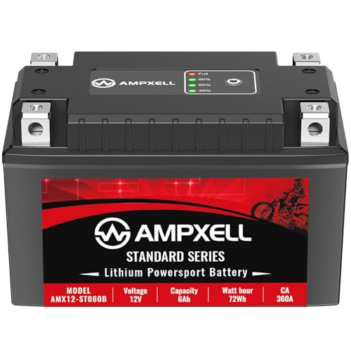 AMPXELL YTZ14S Lithium Motorcycle Battery 12V 6Ah 360 CCA 2.4 lbs Lightweight Powersports Replacement for ATV UTV Scooter Generator