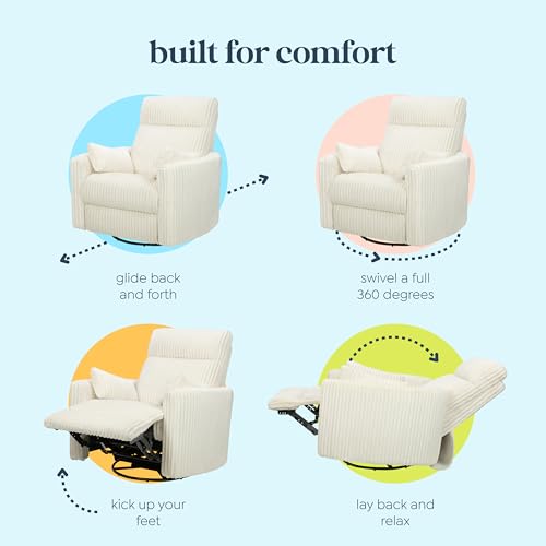 Image of DaVinci Atlas Upholstered Recliner & Swivel Glider, Cream Cozy Corduroy