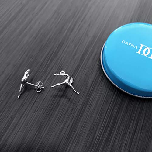 Gymnastics Post Earrings -Platinum over 925 Solid Sterling Silver, Gymnast Studs, Hypoallergenic Jewelry Gifts, Mini Ballerina Sports Dancer Team Charms by Dayna Designs2