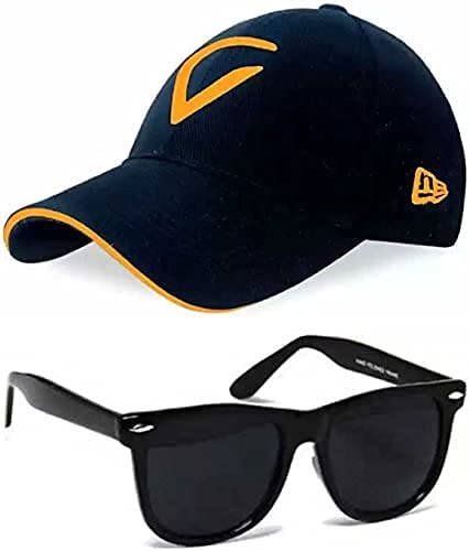 Baseball Cap & Sunglasses Combo for Men & Boys | Adjustable Cotton Sports Cap with Stylish UV Sunglass | Summer Outdoor Set (Pack of 2)-image-31
