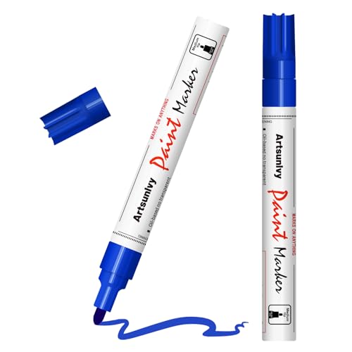 Artsunlvy 2PM Blue Paint Pens Permanent Markers - 2 Pack Oil Based Quick Dry Waterproof Markers For Tire thumb #6