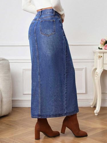 Image of GRECIILOOKS Denim Skirt for Women | Long Skirt for Women | Skirt for Women | Denim Skirt for Women Long | Pencil Skirt for Women