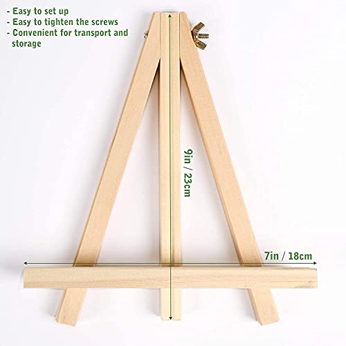 Jekkis 9 Inches Tabletop Easels for Painting Canvas Tall Wood Display Easels Set of 12, Art