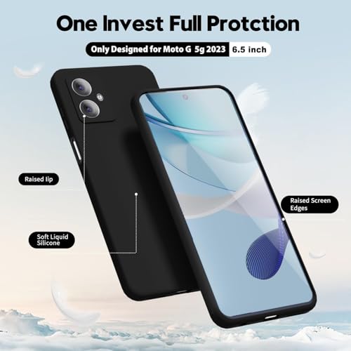 Image of DIZORO Compatible with Motorola g64 5G Back Cover with Upgraded Square Edges for Camera Protection Shockproof Flexible Liquid Silicone Mobile Phone Case (Black)