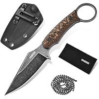 Omesio Cuchillo de Cuello D2 8,5 cm con Funda Kydex EDC