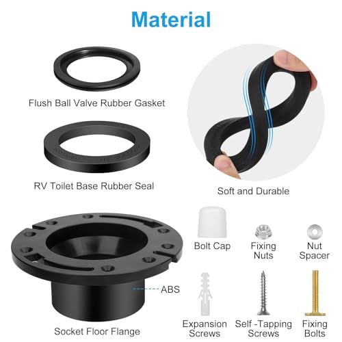 Image of Linkstyle RV Toilet Seal Kit Compatible with Dometic 300 310 320, 3 inch Flange & Seal Replacement Parts Includes 385345892 Flange, 385311658 Flush Ball Seal, 385311652 Base Gasket