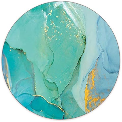 Audimi Emerald Green Marble Mouse Pad Round Mouse Mat Non-Slip Rubber Base for Laptop PC Office Working Gaming Cover