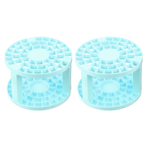Image of PATIKIL 2pcs Paint Brush Holder, Paint Brush Storage Organizer 49 Holes Plastic Paint Storage Desk Stand Round for Artist Desk Makeup Pencil, Blue