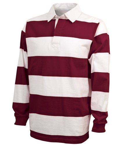 Image of Charles River Apparel Unisex Classic Rugby Shirt | Premium cotton jersey rugby shirt with yarn-dyed stripes, twill collar, and classic unisex fit for casual or team wear.