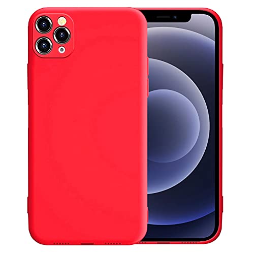 Mobile Phone Case Compatible with iPhone 12 Pro Slim Case Liquid Silicone Protective TPU Cover Red