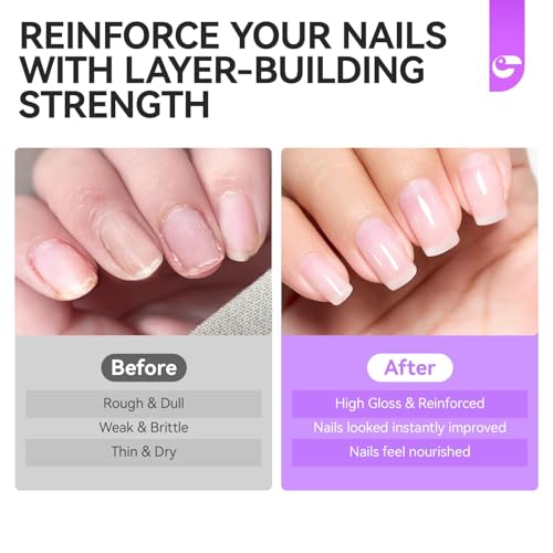 gelike ec Nail Ridge Filler For Damaged Nails: Gelike ec 8 in 1 Nail Strengthener for Thin Nails and Growth - Protein Nail Ridge Filler with Top Coat Free 552PCS
