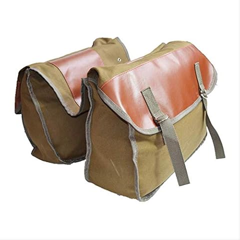 Grantien Heavy Duty Cycling Pannier Mountain Bike Saddle Bag Large Capacity for Travel Canvas khaki 40X30 Cm Cover