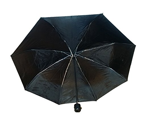 Black Compact Waterproof Polyester Umbrella with a 38 inch shade when expanded