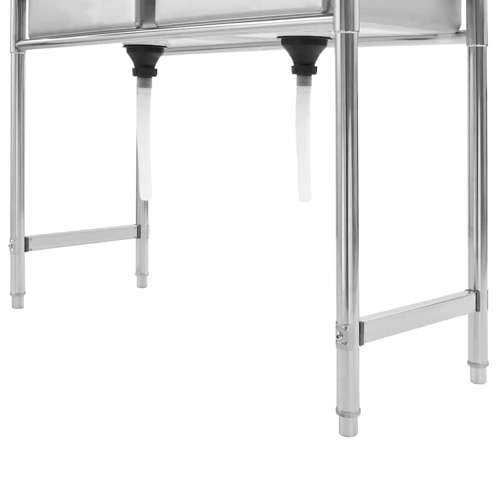 Fregadero de cocina doble de acero inoxidable con escurridor y sifón, fregadero con desagüe y rebosadero, fregadero empotrable para cocina, 120 x 60 x 85 cm, apto para alimentos, fácil de