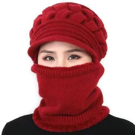 Women Winter Beanie Hat Peruvian Circle Scarf Set Warm Chunky Cable Knit Hats - Soft Stretch Thick Cute Knitted Cap