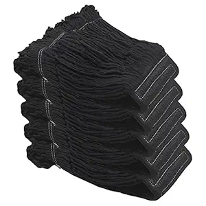 KLHB-YF Loop-End Commercial Mop Head, Heavy Duty Mop Replacement Head,6 Inch Universal Headband, Mop Head Replacement for Home, Industrial and Commercial Use?Black 5 Packs?