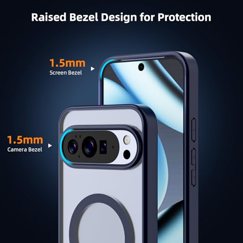 Coque Google Pixel 9 Pro compatible MagSafe avec béquille arrière antichoc fine bleue - 6
