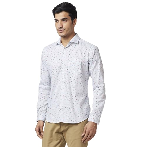 Image of Park Avenue Men's Pure Cotton Print Pattern Slim Fit Cut Away Collar Full Sleeve Casual Shirt