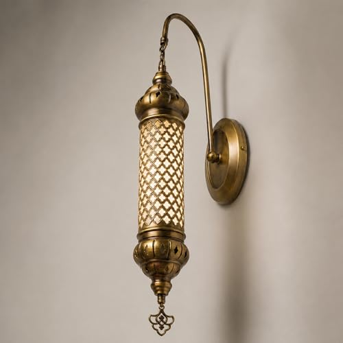 Image of Angora James Turkish Wall Sconce Decorative Light, 23.62 inch Handcrafted Metal & Blown Glass Lamp, Elegant Moroccan Design, Made in Turkey, Unique Wall Lighting Fixture for Indoor