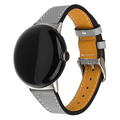Bracelet en cuir pour Google Pixel Watch, élégance véritable gris chic