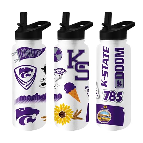 Image of Logo Brands NCAA Native 34 oz Quencher Water Bottle - | Local Icons Design | Double-Wall Insulated| Leak-Proof Lid & Built-In Straw