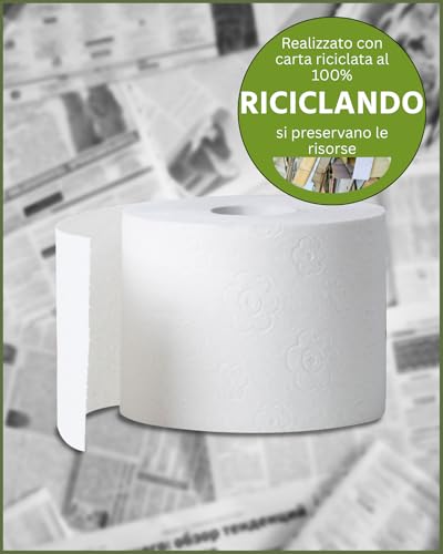 oecolife - Carta igienica RECYCLING, 3 strati, 56 x 150 fogli per rotolo, super morbida, carta igienica sostenibile, carta igienica, riutilizzabile, confezione 60% PCR (56 rotoli) - 5