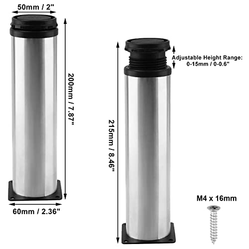 Patas ajustables para muebles cromadas de 200 mm para sofá y armario de cocina 6