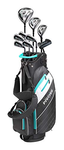 Precise Amg Men's Complete Golf Clubs Package Set Includes Titanium Driver, S.s. Fairway, S.s. Hybrid, S.s. 6-Pw Irons, Putter, Bag, 3 H/C's Right Hand - Choose Size! (Regular Size, Right Hand) #TOP1