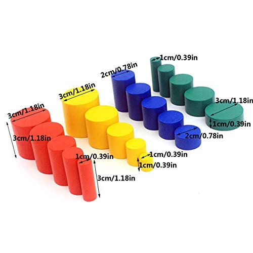 Thoth Montessori Color Cylinder with Cards Wooden Cylinder Ladder Block MINI-Size Knobless Cylinder Montessori Memory Training Game Early Development Toy for Kids
