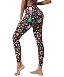 Festliche Weihnachten Leggings：Santa Leggings für weihnachten aus hochwertigem elastischem Stoff Hose ist für Yoga und Pilates, atmungsaktiv, feuchtigkeitsabweisend und komfortabel.