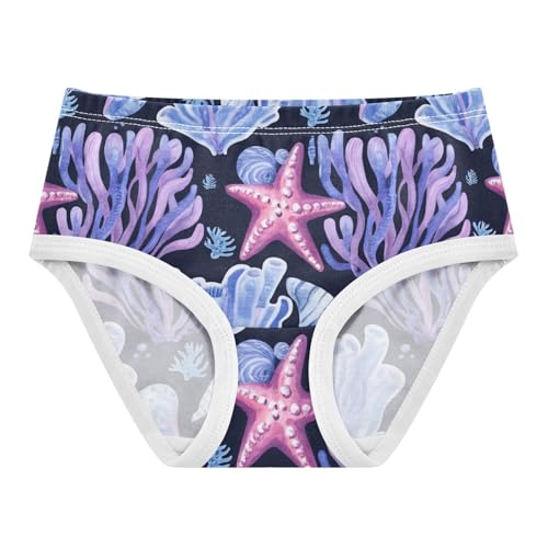 Animals Toddler Girls Underwear 2t Cotton Panties for Girl Watercolor Seashells Blue Purple Briefs Undies Kids