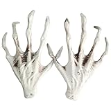 Realistisches lebensgroßes Design: Diese Plastikhände sind mit 9,1 x 6,7 Zoll einen unheimlichen, authentischen Look für Halloween-Displays und gruselige Spukhaus-Setups, um echte menschliche Skeletthände nachzuahmen..Sie verbessern das gruselige Ambiente sofort.