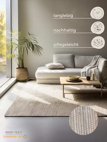 Miniatura 4 de Hanse Home Alfombra De Yute Natural Para Salón, Tejida A Mano Y Respetuosa Con El Medio Ambiente, Estilo Bohemio, De Fibra Natural, Para Salón, Dormitorio, Comedor, Pasillo, Cocina, Color Gris