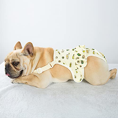 Image of QBLEEV Female Dog Diapers with Adjustable Suspenders, Escape Proof Diapers | Washable Sanitary Panties for Dogs in Heat or Incontinence, Reusable Period Underwear Onesie, Tail Hole & Stay on, Yellow, L
