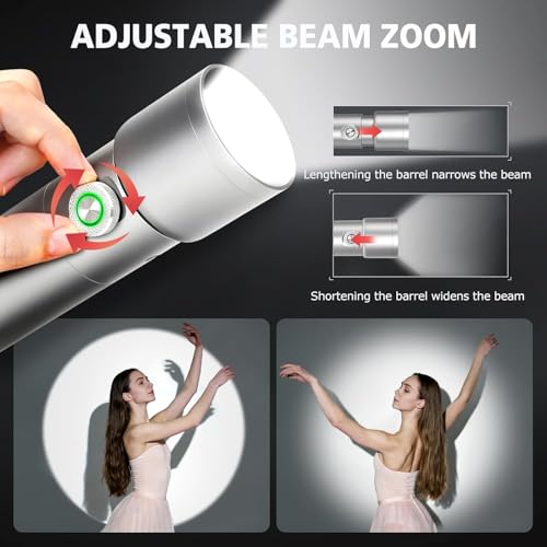 Image of RGB Photography Flashlight 10W LED Video Spotlight with 4 Colors, 20 GOBO Filters, Adjustable Beam Zoom, Portable Rechargeable Light for Photo & Content Creation