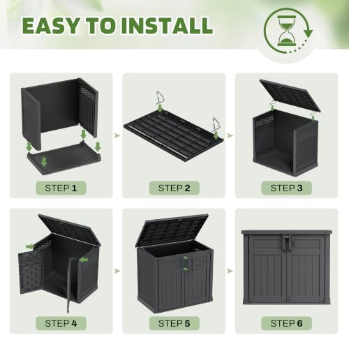 Image of LHBcraft Large Outdoor Storage Cabinet 51 Cu Ft with Lockable, Outdoor Storage Box with Pneumatic Hydraulic Lid-Easy to Assemble, Waterproof Outdoor Storage Shed for Backyards, Patios