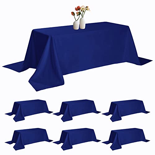 luccido 6 Pack Rectangle Tablecloth 90 x 132 Inches Royal Blue Table Cloth Stain and Wrinkle Resistant Washable Polyester Fabric Table Cover for Party, Wedding and Banquet Decoration